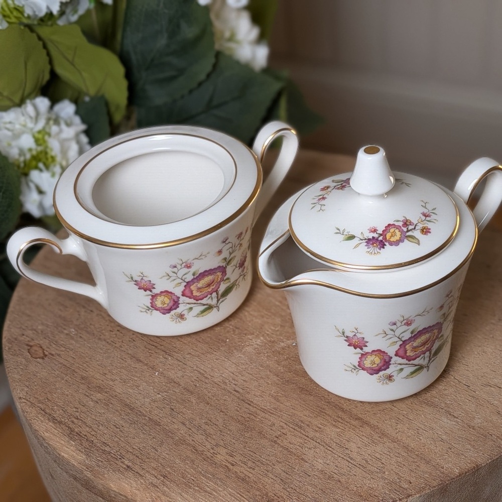 Vintage Noritake Asian Song 7151 Sugar Bowl w/Lid & Creamer Set | Japan Floral - Picture 2 of 12